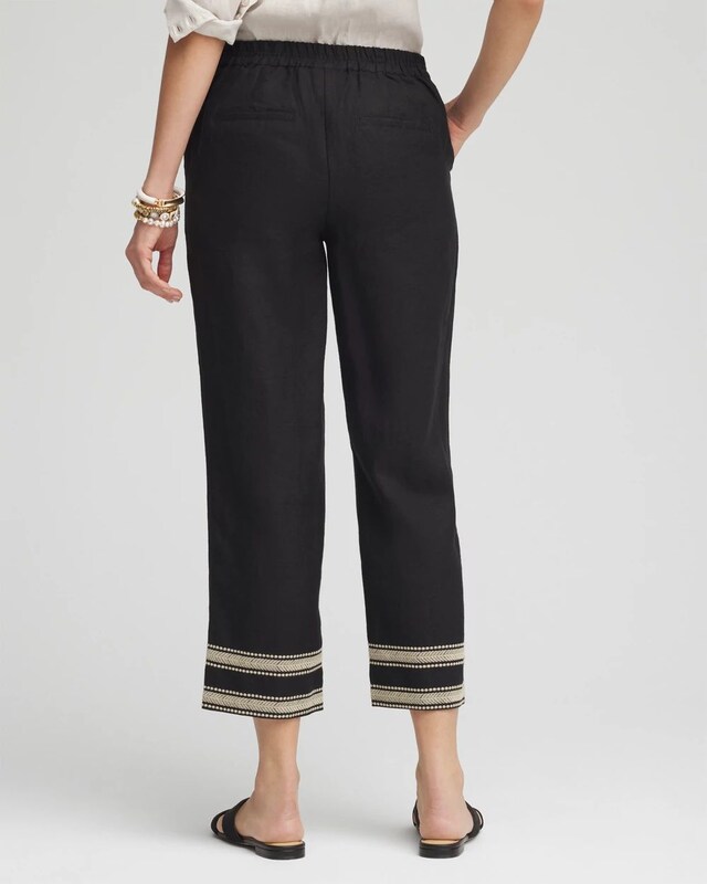 Linen Elastic Waist Cropped Pants - image 3